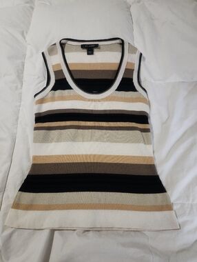 ST. JOHN tank top Size S Striped Knit Metallic Thread
